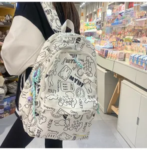 Korean style ins sweet graffiti backpack lightweight large capacity school bag!