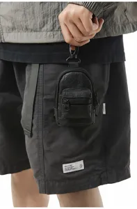 Mini mochila negra monedero llavero streetwear bolso mini de moda para llaves y tarjetas diario.