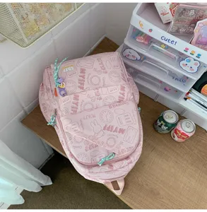 Pink cute backpack for teen girls large capacity sweet candy color school bag daily use