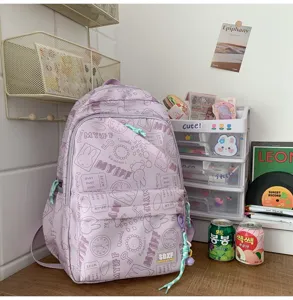 Korean ins candy color school backpack, lightweight large capacity double shoulder bag for students.