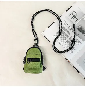 Mini bolso de cuello de lona para auriculares y monedas, bolso cruzado verde moderno.