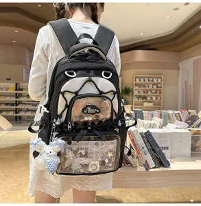 Japanese style clear ita backpack cute school bag for teens light casual daypack with window