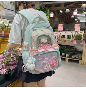 Japanese Ins Sweet Mint Green Transparent Ita Bag Backpack Cute Lolita School Bag For Teens