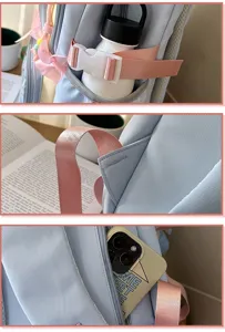 Detailed close-up of the cute Japanese style ita backpack showcasing side pocket and straps.