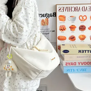 Modische koreanische weiße Beuteltasche große Kapazität lässige Schultertasche Damen