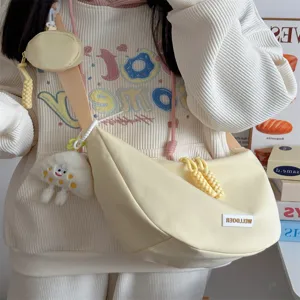 Lässige Canvas-Dumpling-Tasche mit großem Fassungsvermögen und leichtem Design Vielseitige Umhänge- und Schultertasche für Damen