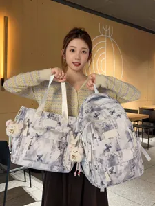 Japanischer Stil Schmetterling Druck Schulrucksack und Tragetasche Set für den Alltag.