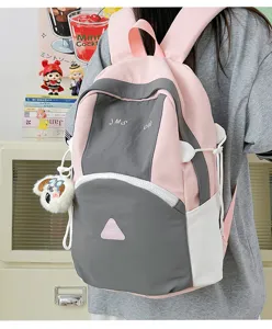 Cute colorblock backpack for women and students, large capacity casual travel bookbag.