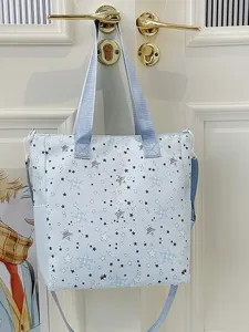 Japanischer Stil Sternenmuster Leinwand Tote Bag lässige vielseitige Schultertasche für Damen