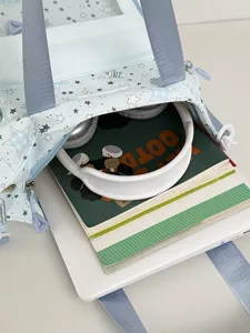 Japanischer Stil süße Sternen Canvas Tragetasche modische Freizeittasche für Damen Alltag.