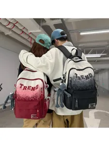 Gradient Casual Nylon Sac à Dos Grande Capacité École Bookbag Élégant Tendance Unisexe Voyage Daypack Avec Impression