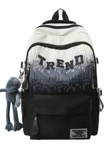 Sac à dos décontracté minimaliste dégradé grande capacité avec pendentif grenouille