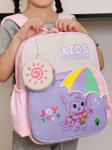 Rosa Kinderrucksack mit süßem Katzenmotiv, großes Kapazität für Schule und den Alltag.