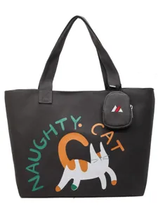 Casual large capacity canvas shoulder bag for women, stylish daily commute tote bag.