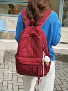 Sac à Dos en Nylon Matelassé Léger Décontracté Sac d'École de Mode avec Pendentif Crème Glacée pour Femmes Ados