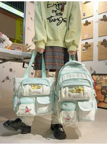 Sac à dos et cabas ita à pois vert menthe joli mignon sac d'école mignon pour étudiant