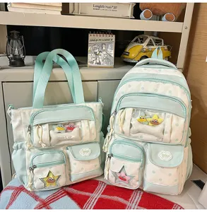 Joli sac ita transparent à pois mignon ensemble sac à dos et fourre-tout pour étudiant adolescent