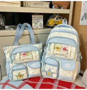 Sac à dos ita transparent dopamine mignon pour étudiants, design à pois bleus ravissant.