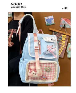 Cute Japanese ita backpack with clear window, sweet style school bag for students and girls.