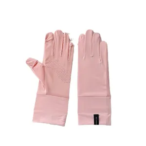 Rosa Eisseide Netz Damen Sonnenschutzhandschuhe rutschfester Touchscreen lang neu