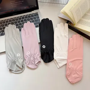 Summer ice silk sunscreen gloves, open finger touch screen anti-slip design for outdoor driving riding.