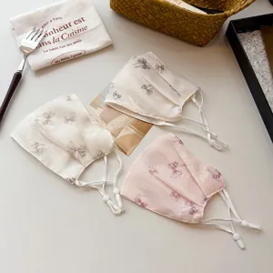 Damen Sommer atmungsaktiv Schleife Druck Mesh Staubmaske Outdoor Sonnenschutz verstellbar