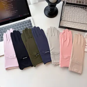 Women ice silk sun protection gloves UV block touch screen outdoor driving full finger