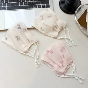Doppelter Mesh-Staubmaske atmungsaktiv Sommer süße Schleife Druck verstellbar Anti UV