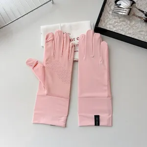 Rosa Eisseide Sonnenschutzhandschuhe mit Touchscreen und Antirutsch-Mesh-Design im Sommer.