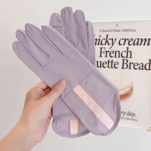 Ice silk sunscreen gloves for women, summer outdoor cycling and driving anti-slip full finger.