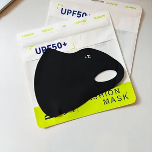 Schwarze Eisseide 3D Sonnenschutz Gesichtsmaske UPF50+ Detailansicht, atmungsaktiver Sommer.