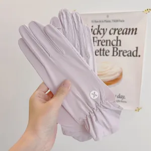 Women summer ice silk sun protection gloves anti-slip lavender outdoor cycling driving uv