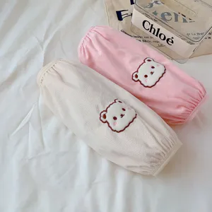 Cute bear winter fleece oversleeves warm anti-dirty cuffs extended sleeves pair.