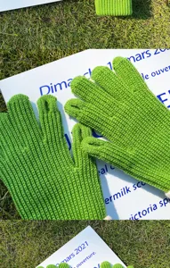 Guantes cálidos de punto verde para mujer invierno exterior a prueba de frío gruesos sin dedos