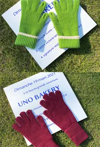 Guantes cálidos de punto de invierno para mujer, color sólido espesado táctil dedos abiertos.