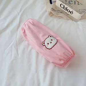 Korean style cute bear fleece warm sleeves for women, winter anti-dirty long arm covers.