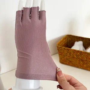 Women sun protection half finger gloves spandex high elasticity breathable short color