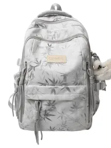 Large capacity school backpack for students with Chinese style bamboo print design stylish daily travel bag