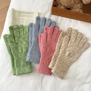 Women Winter Warm Knit Gloves Faux Alpaca Cashmere Feel Touch Screen Thickened Long Stretch Casual Mittens