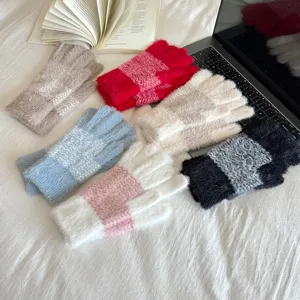Koreanische flauschige Nerz-Fleece fingerlose Handschuhe, warme dicke Pluesch Winterhandschuhe.