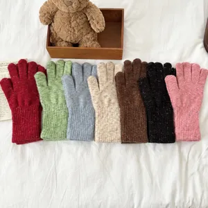 Women winter flecked knit warm touchscreen gloves, multi-color stylish thick cold-proof