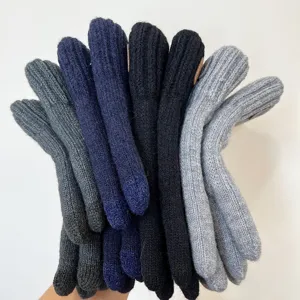 Men's winter knitted warm gloves multi-color thick five-finger touch screen thermal