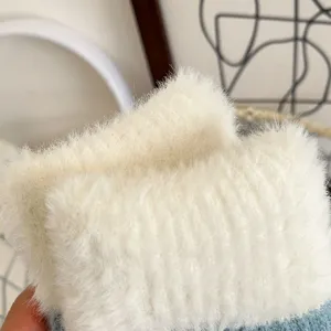 Fluffy warm winter gloves for women, double-layer thick plush fleece cold-weather mittens.