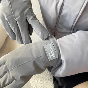 Guantes de invierno cálidos y a prueba de viento, vista detallada con forro grueso.
