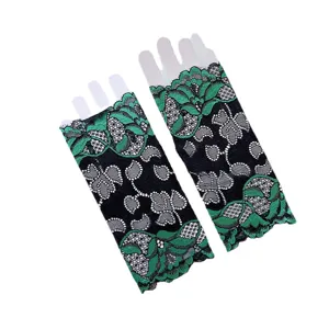 Women color-block lace fingerless gloves summer thin bridal etiquette driving style
