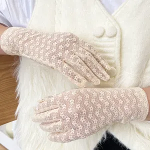 Women's floral lace gloves summer sun protection UV elegant driving outdoor party wear