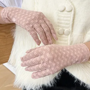 Women summer floral lace gloves elegant UV protection driving gloves main display