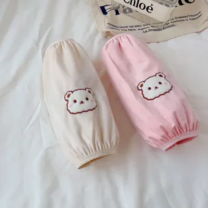 Cute bear fleece oversleeves winter warm arm cuffs soft anti-dirty sleeves for women daily use