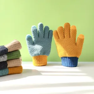 Women Men Winter Warm Knit Gloves Double Layer Thickened Fleece Lined Touch Screen Outdoor Cycling Five Finger Gloves