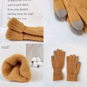 Winter warme Strick-Touchscreen-Handschuhe fuer Damen Herren, dicke kuschelige Kaschmir-Gefuehl.